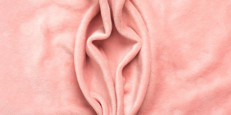 Pale pink cloth folded to look like the folds of a woman's vulva